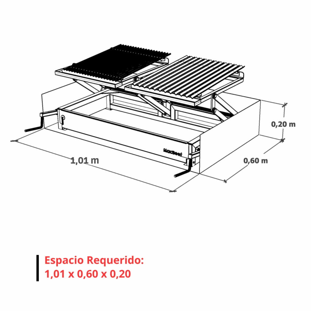 Detalles Parrilla Quincho Inoxidable MB-990 Doble Alzador
